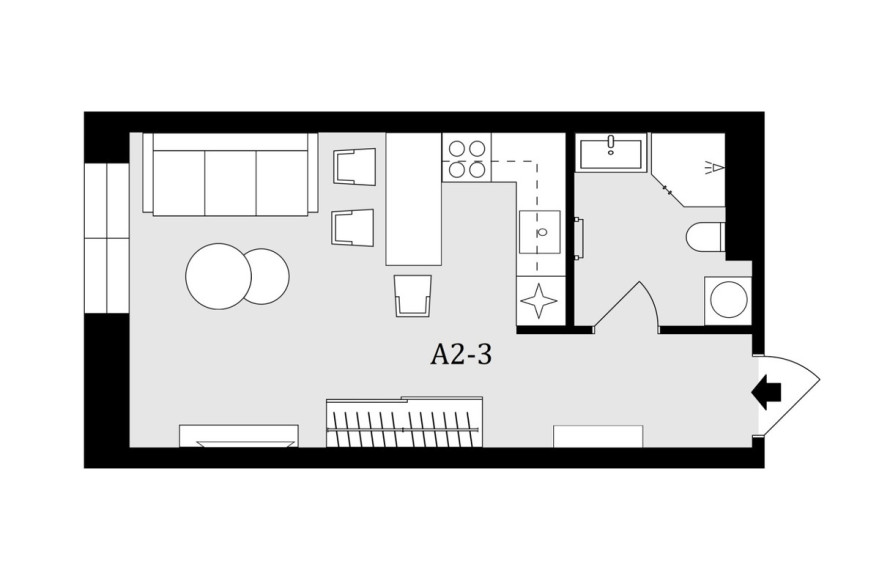 Parduodamas butas Kalvarijų g., Šnipiškės, Vilniaus m., Vilniaus m. sav., 27 m2 ploto, 1 kambariai 4
