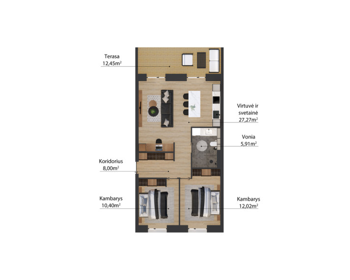 A++ 3 kambarių butas su terasa 4