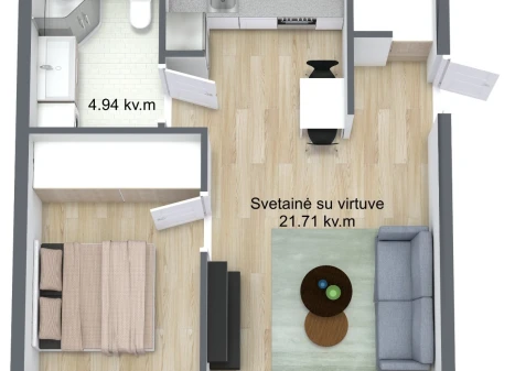 Parduodamas butas Tauralaukio g., Tauralaukis, Klaipėdos m., Klaipėdos m. sav., 36.29 m2 ploto, 2 kambariai